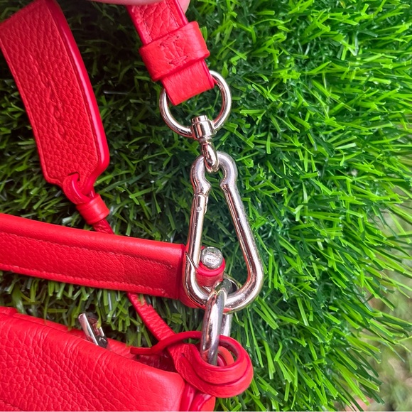 COACH PEBBLED LEATHER CROSSBODY HANDBAG PURSE GENUINE DEEP ORANGE GUC - Picture 9 of 15